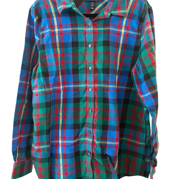 LANDS' END Plaid Flannel Shirt - Blue, Green, Red - Picture 1 of 3